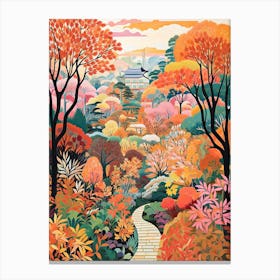 The Garden Of Morning Calm, South Korea In Autumn Fall Illustration 3 Canvas Print