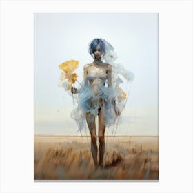 portrait of a woman in a field illustration 3 Canvas Print