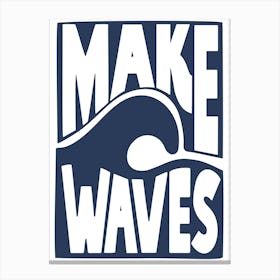 Make Waves Navy Blue Canvas Print