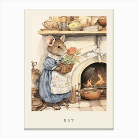 Beatrix Potter Inspired  Animal Watercolour Rat 3 Canvas Print