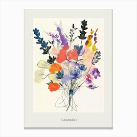 Lavender 1 Collage Flower Bouquet Poster Canvas Print