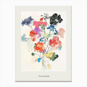 Geranium 1 Collage Flower Bouquet Poster Canvas Print