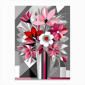 Pink Cubist Flowers 2 Canvas Print