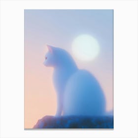 White Cat At Sunset Canvas Print