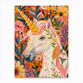 Floral Mustard Fauvism Inspired Unicorn Canvas Print