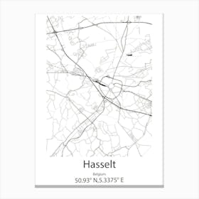 Hasselt,Belgium Minimalist Map Canvas Print