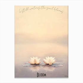 Zen Lotus Flowers At Dusk, soft palette watercolor minimalist Calm Poster Canvas Print