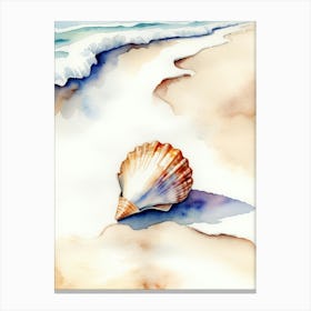 Seashell on the beach, watercolor painting 10 Canvas Print