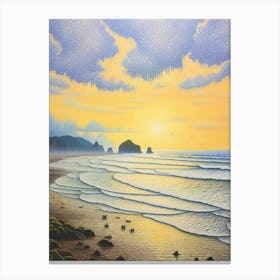 Cannon Beach Washington Retro Pop Art 10 Canvas Print