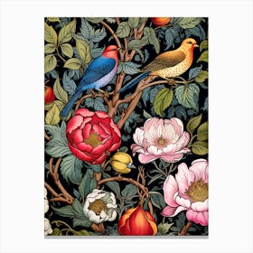 Floral Pattern With Birds And Flowers 2 Canvas Print