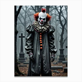 Painted Terror: A Midnight Encounter Spooky Clown Canvas Print