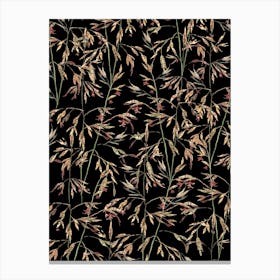 Native Themeda Grass Pattern On Black Canvas Print