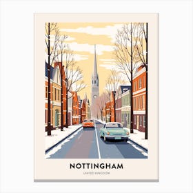 Vintage Winter Travel Poster Nottingham United Kingdom 2 Canvas Print