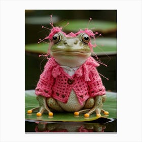 Frog In Pink Canvas Print