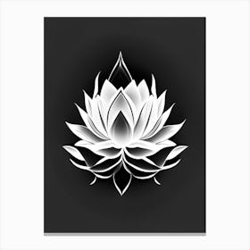 Sacred Lotus Black And White Geometric 4 Canvas Print