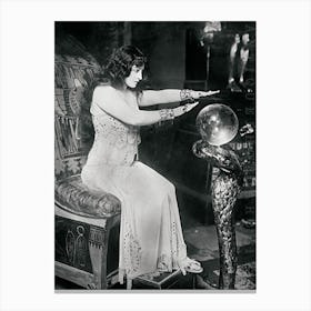 Crystal Ball Lady with Egyptian Throne and Snake - Pauline Frederick as Potiphar's wife From the Play Joseph and His Brethren. 1930s Vintage Art Deco Remastered Photograph Gypsy Fortune Teller Psychic Witch Tarot Moon Witchy Canvas Print