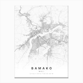 Bamako Mali White Map Canvas Print