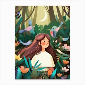 Luxmango Blusing Cute Women In Forest Canvas Print