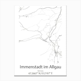 Immenstadt Im Allgau,Germany Minimalist Map Canvas Print