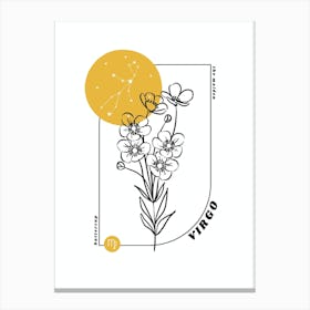 Virgo Birth Flower & Zodiac Sign Canvas Print