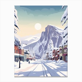 Vintage Winter Travel Illustration Banff Canada 3 Canvas Print