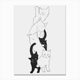 Stack Of Cat Line Drawing 1 Canvas Print