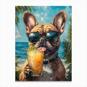 Whimsical Frenchies At The Bar 32 Canvas Print