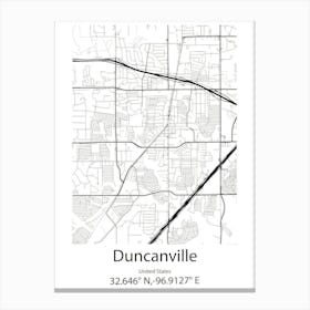 Duncanville,United States Minimalist Map Canvas Print