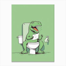 T-Rex In The Toilet Canvas Print