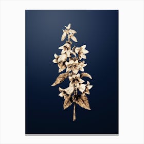 Gold Botanical Bellflowers on Midnight Navy n.2743 Canvas Print