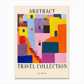 Abstract Travel Collection Poster Fez Morocco 3 Canvas Print