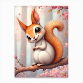 Blossom’s Spring Adventure: Squirrel In Cherry Blossoms Canvas Print