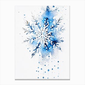Winter, Snowflakes, Minimalist Watercolour 2 Canvas Print