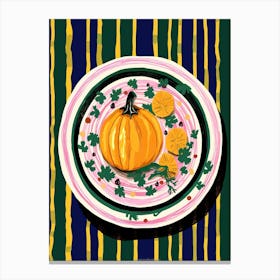 A Plate Of Pumpkins, Autumn Food Illustration Top View 60 Canvas Print