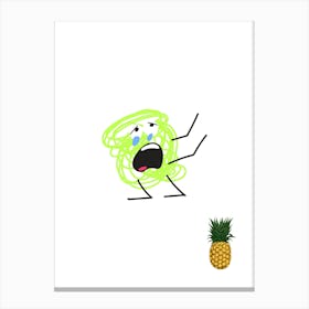 Pineapple Drawing.A work of art. Children's rooms. Nursery. A simple, expressive and educational artistic style. Canvas Print