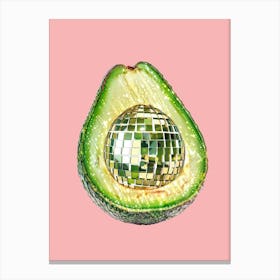 Disco Ball Avocado Pink Art Disco Poster Trendy Aesthetic Art Food Kitchen Canvas Print