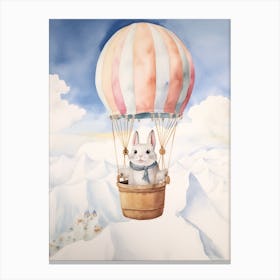 Baby Arctic Hare 2 In A Hot Air Balloon Canvas Print
