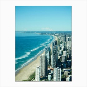 Gold Coast Aerial Drone Image Of Cityscape And Beach. Overlooking The Beach And City, Popular Queensland Hotels Canvas Print