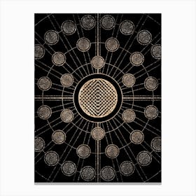 Geometric Glyph Abstract Radial Array in Glitter Gold on Black n.0023 Canvas Print