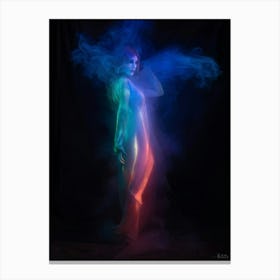 Polychrome Banshee Emitting A Ghostly Aura Her Ethereal Form Radiating A Spectrum Of Metaphysical H 1 Canvas Print