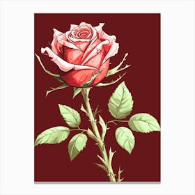 Rose On A Stem Canvas Print