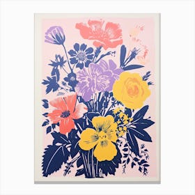 Colourful Flower Still Life Risograph Style 18 Canvas Print