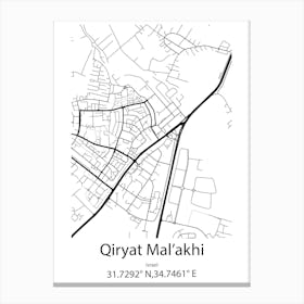 Qiryat Mal Akhi,Israel Minimalist Map Canvas Print