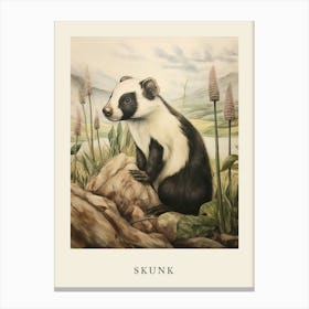 Beatrix Potter Inspired  Animal Watercolour Skunk 1 Canvas Print