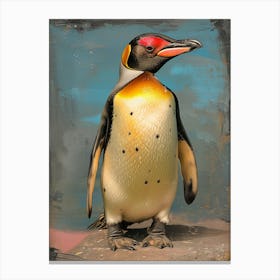 Galapagos Penguin Fernandina Island Colour Block Painting 4 Canvas Print