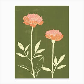 Pink & Green Marigold 2 Canvas Print