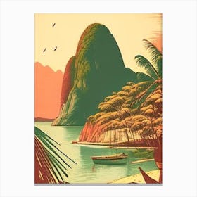 Palawan Philippines Vintage Sketch Tropical Destination Canvas Print