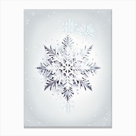 White, Snowflakes, Retro Drawing 1 Canvas Print