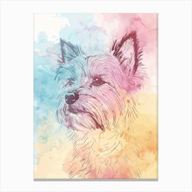 Yorkshire Terrier Dog Pastel Line Watercolour Illustration  1 Canvas Print