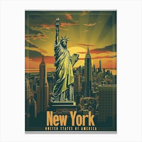 Vintage Travel Poster For New York Canvas Print
